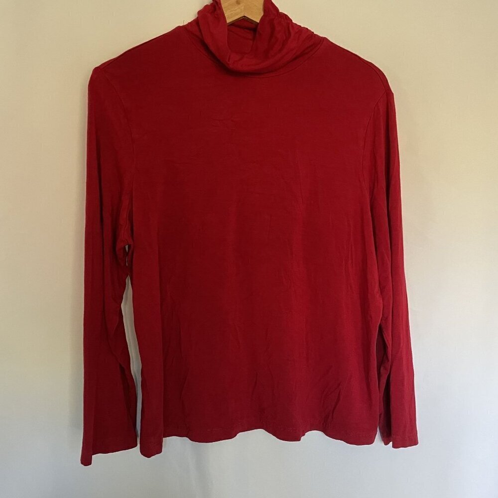 Chico's red turtleneck sweater long sleeves winter fall comfortable style size 2